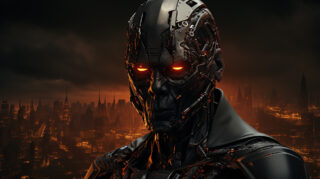 Futuristic Urban Legends: AI Robot Man Wallpaper