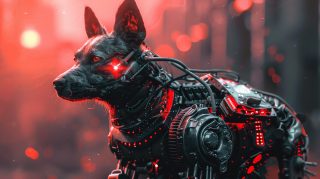 Edgy Cyborg Dog Portraits for a Stylish Setup