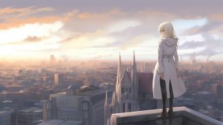 Skyscraper Sweetheart: Anime Girl in City HD Wallpaper