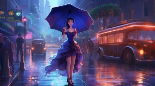 Metropolitan Melody: Anime Girl in City Wallpaper