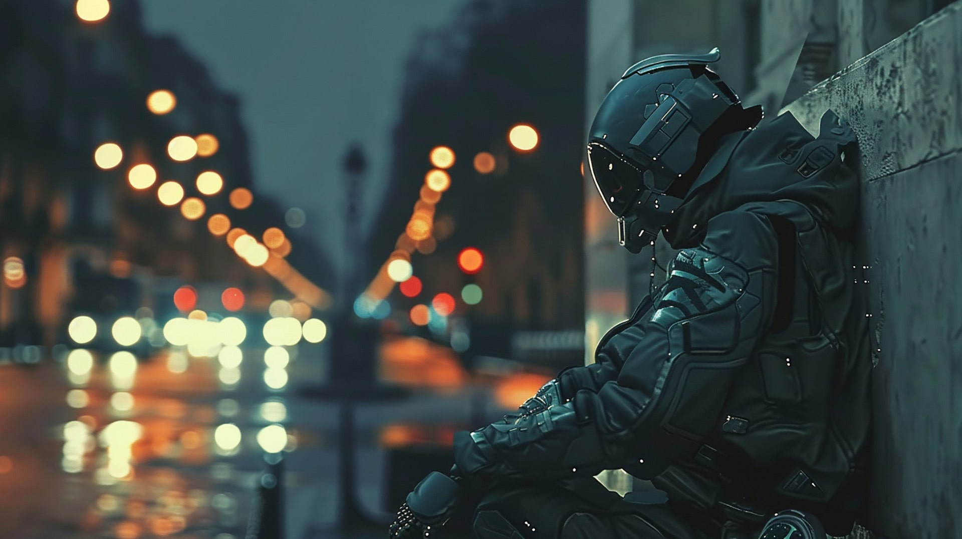 Techno Sentinel: Soldier in 2100 Paris HD Background