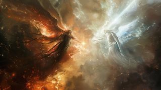 Epic Angel and Demon Battle AI Image