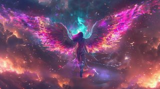 Celestial Angel with Wings AI HD Digital Background