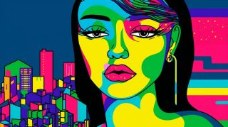 Psychedelic Metropolis: Anime Girl in City Wallpaper