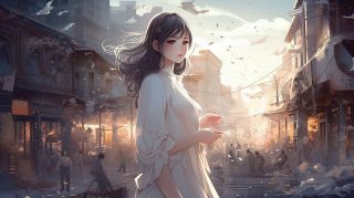 Eastern Enchantment: Asian Anime Cute Girl Desktop Wallpaper