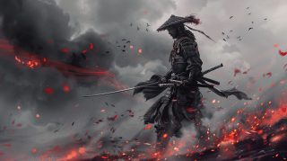 AI Black Samurai: 4K Desktop Background Image