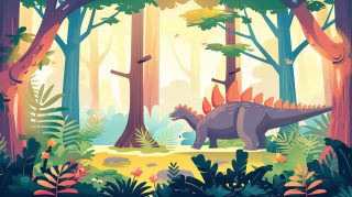 Colorful Cartoon Dinosaur 16:9 Image