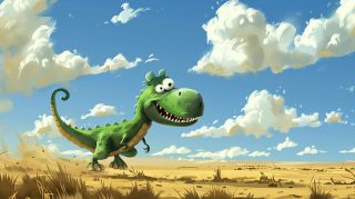 Smiling Cartoon Dinosaur Desktop Background