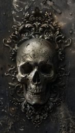 Haunted Skull in Fog Mobile Background