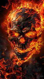 Terrifying Skull with Cracks Mobile Background