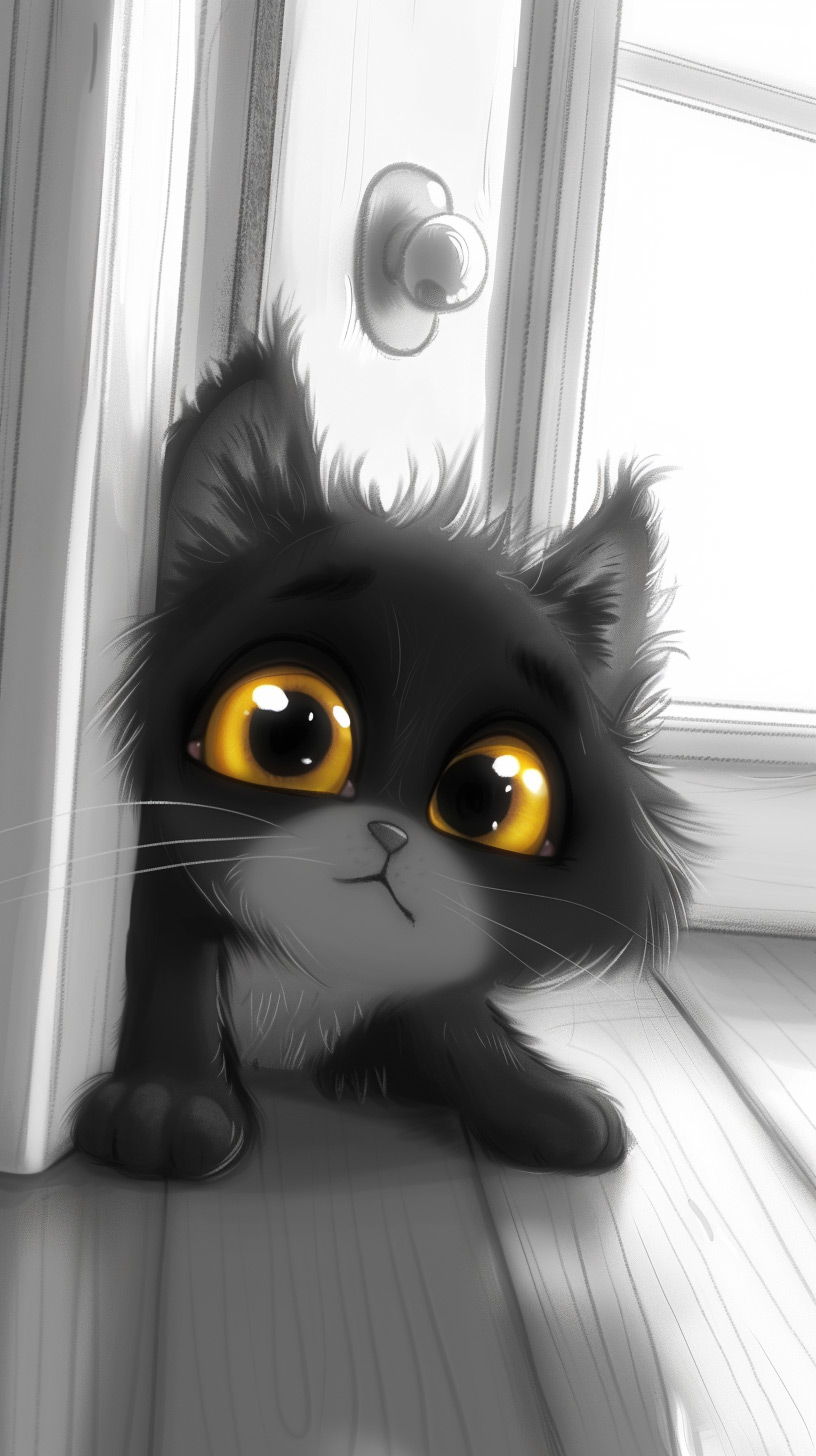 Darkened Whimsy: 8K AI Cute Black Image