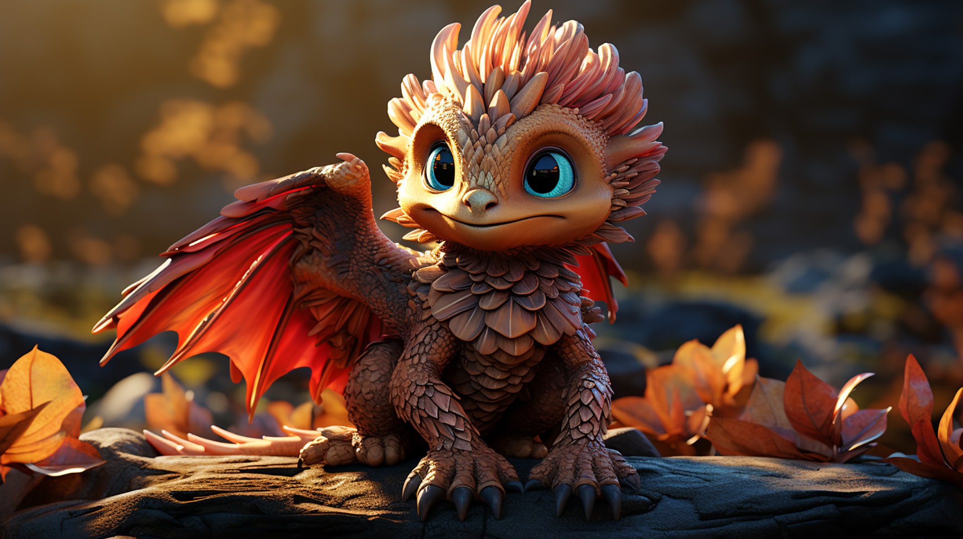 Whimsical Whelps: Cute Dragon Kid Image Wallpaper