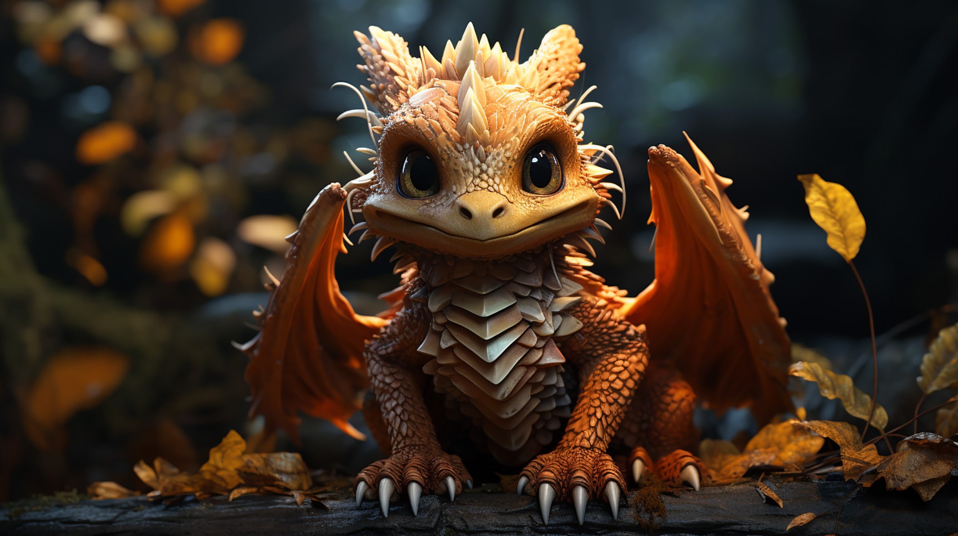 Dragonling Delight: Cute Dragon Kid Desktop Background