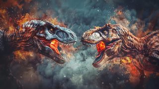 Intense Dinosaur Clash HD Wallpaper