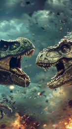 Fierce Dinosaur Fight in HD Digital Background