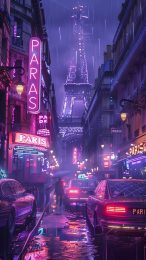 Techno-Thames Marvel: Digital Mobile Wallpaper of Future Paris