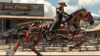 High-Definition AI Image of a Robot Cowboy