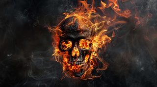 Pyre Portrait: Skull engulfed in Fire