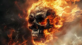 Hellfire Herald: Skull Fire Art