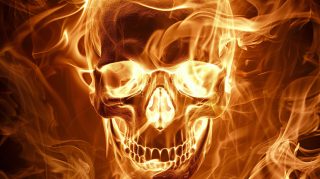 Inferno's Mark: Flaming Skull Art