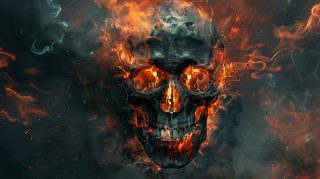 Scorched Grin: Skull engulfed in Fire