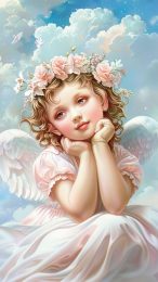 Seraphic Beauty: Sweet Angelic Aura Mobile Background