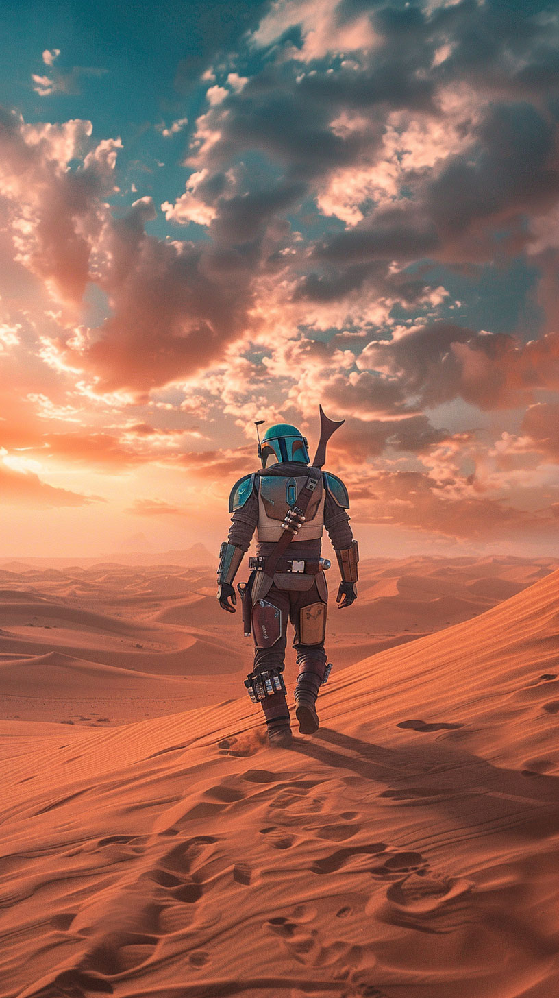 8K Mandalorian AI Mobile Wallpaper for Ultra HD Screens