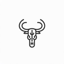 Chic Minimalist Linear Bull Skull Logo in High Resolution