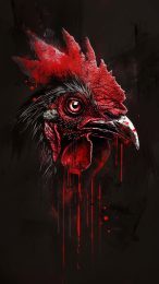 Artistic rooster fight iPhone wallpaper