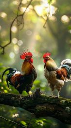 Artistic rooster fight wallpaper for mobile