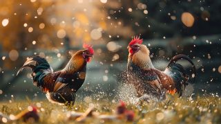 AI-created royalty-free images of rooster fights