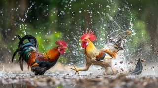 Ultra HD rooster fight stock photos