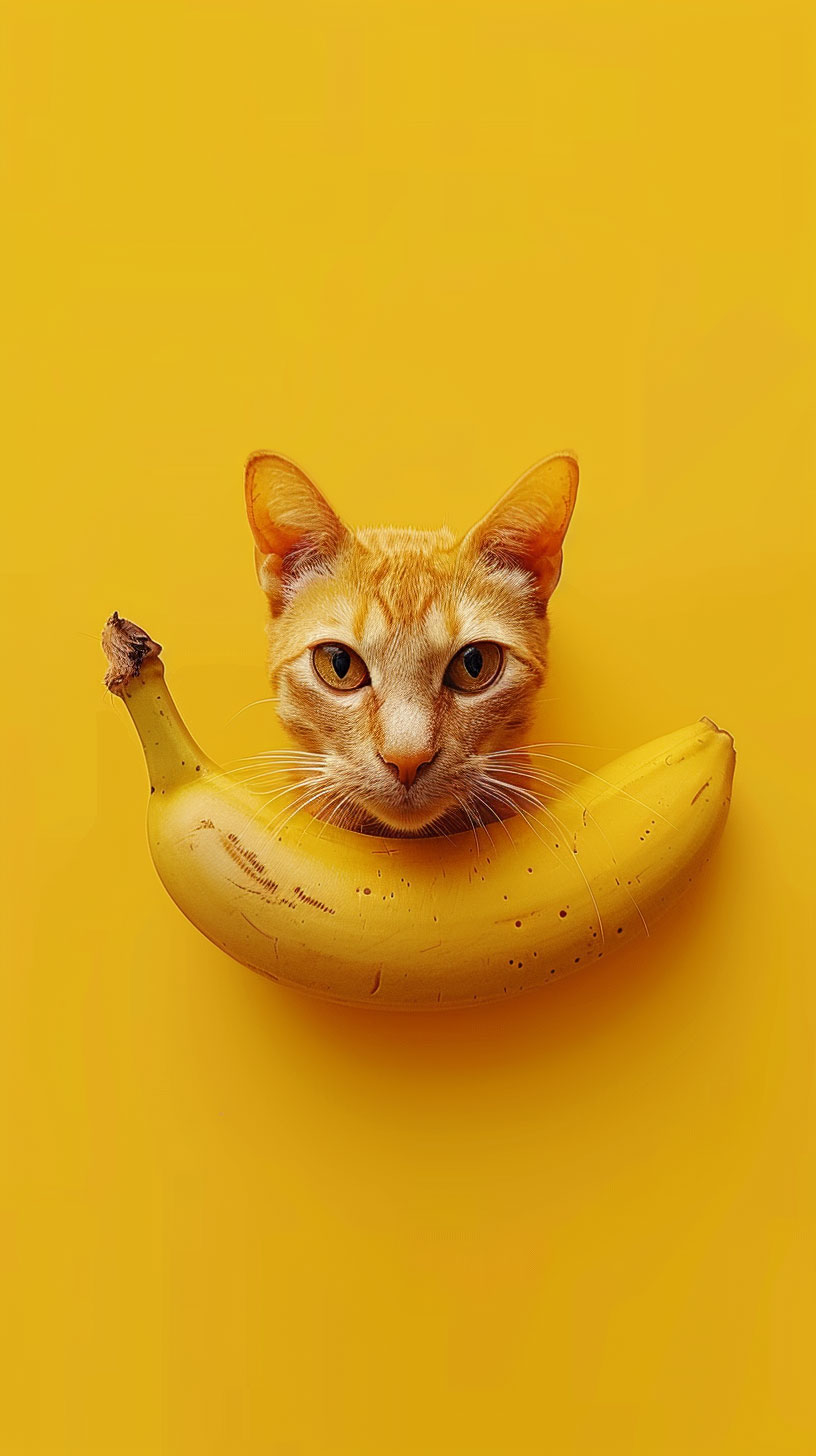 Playful Banana Cat Meme Background for Phone