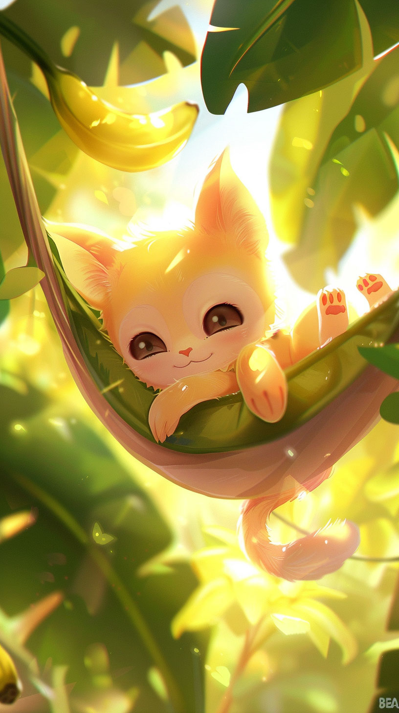 Adorable Banana Cat Meme Wallpaper for Mobile