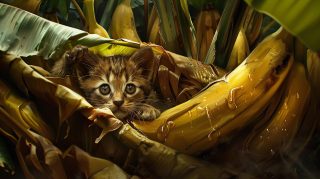 Banana Cat HD Wallpaper for Desktop AI