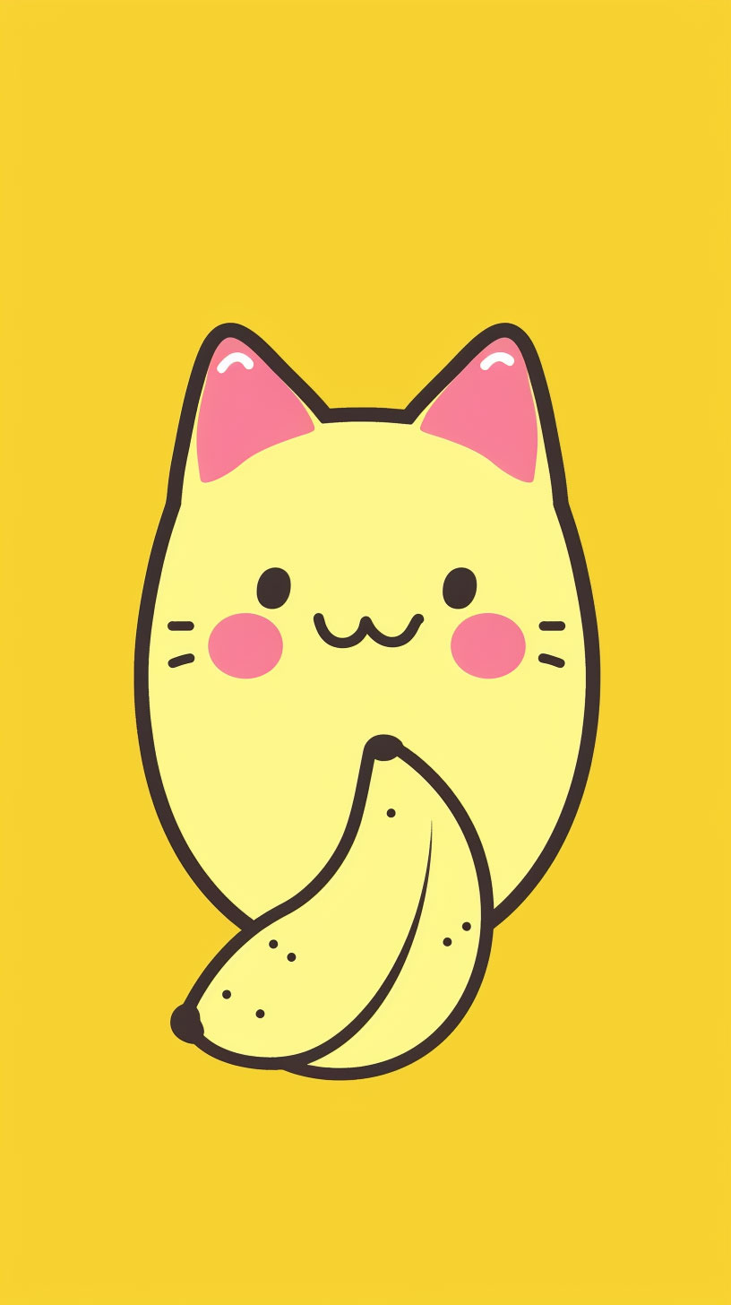 Cartoon Banana Cat Character iPhone Wallpaper