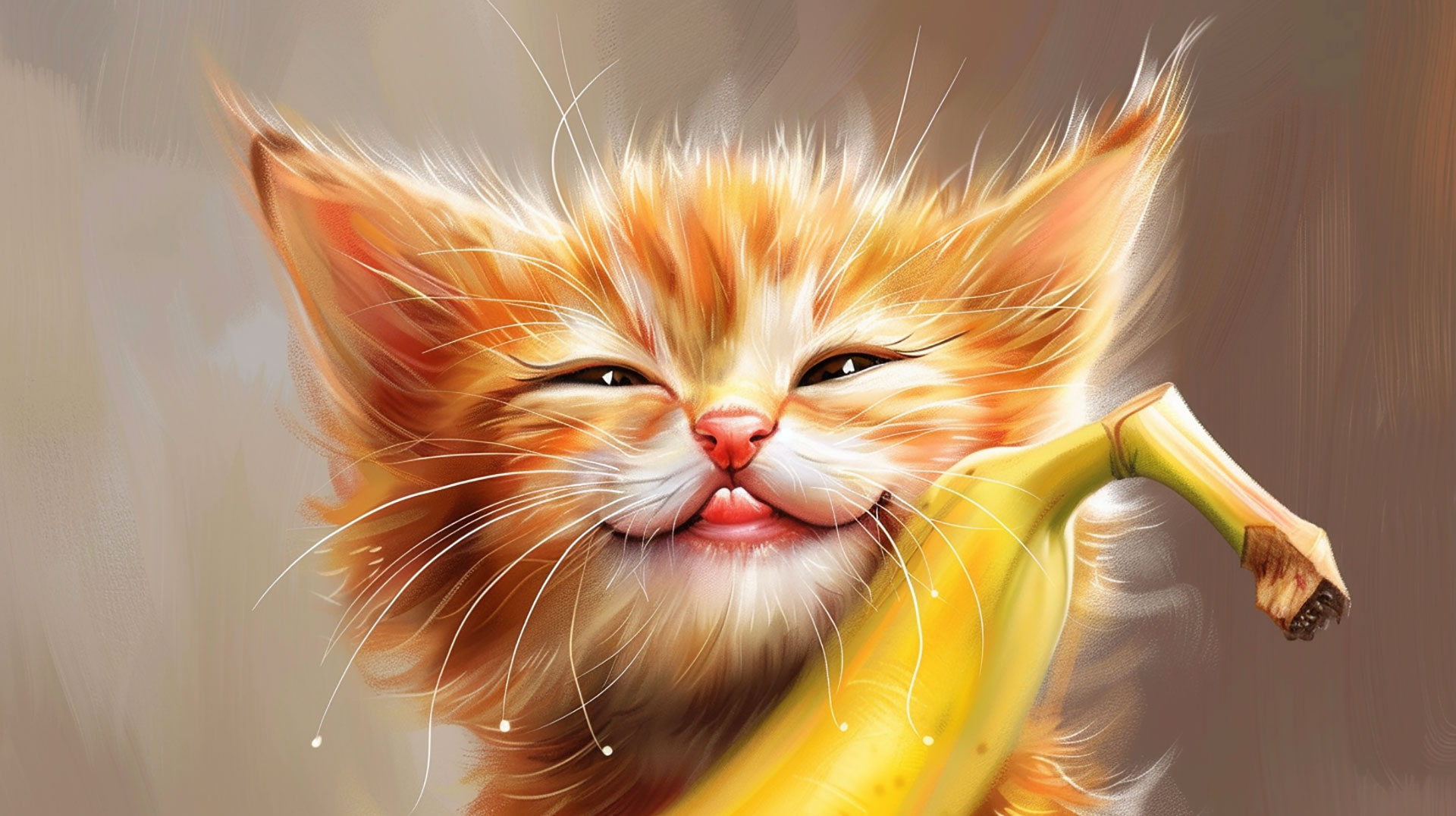 Cartoon Banana Cat 4K Desktop Background