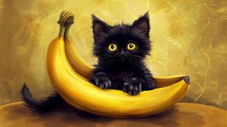 Adorable Cartoon Banana Cat Wallpaper