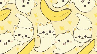 Cartoon Banana Cat Wallpaper for Kids