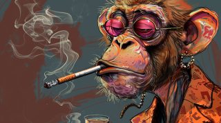 Cartoon Monkey with Cigar Smoking Digital Art