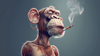 Cute Cartoon Monkey Smoking Joint Image