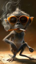 Cute Cartoon Monkey Smoking Joint iPhone Background