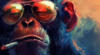 Cool Monkey Smoking Digital Background