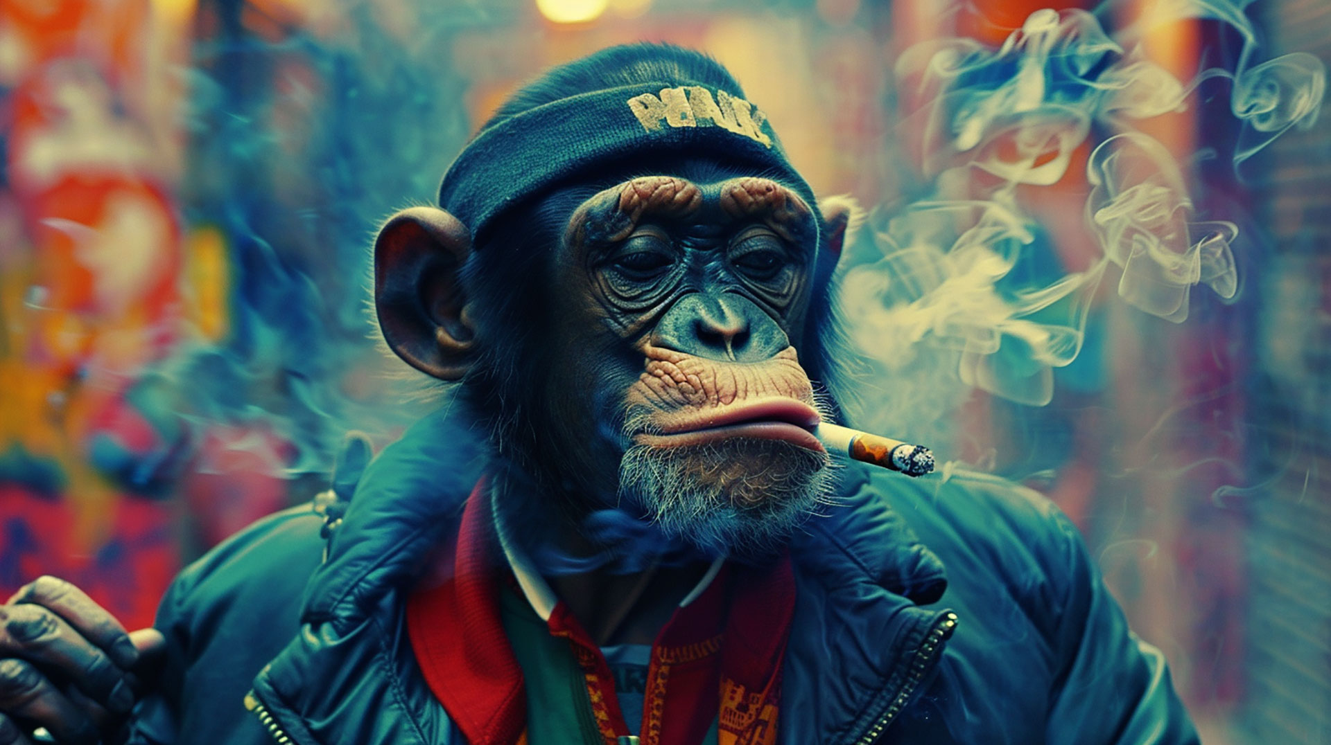 High-Resolution AI Cool Smoking Monkey Wallpaper