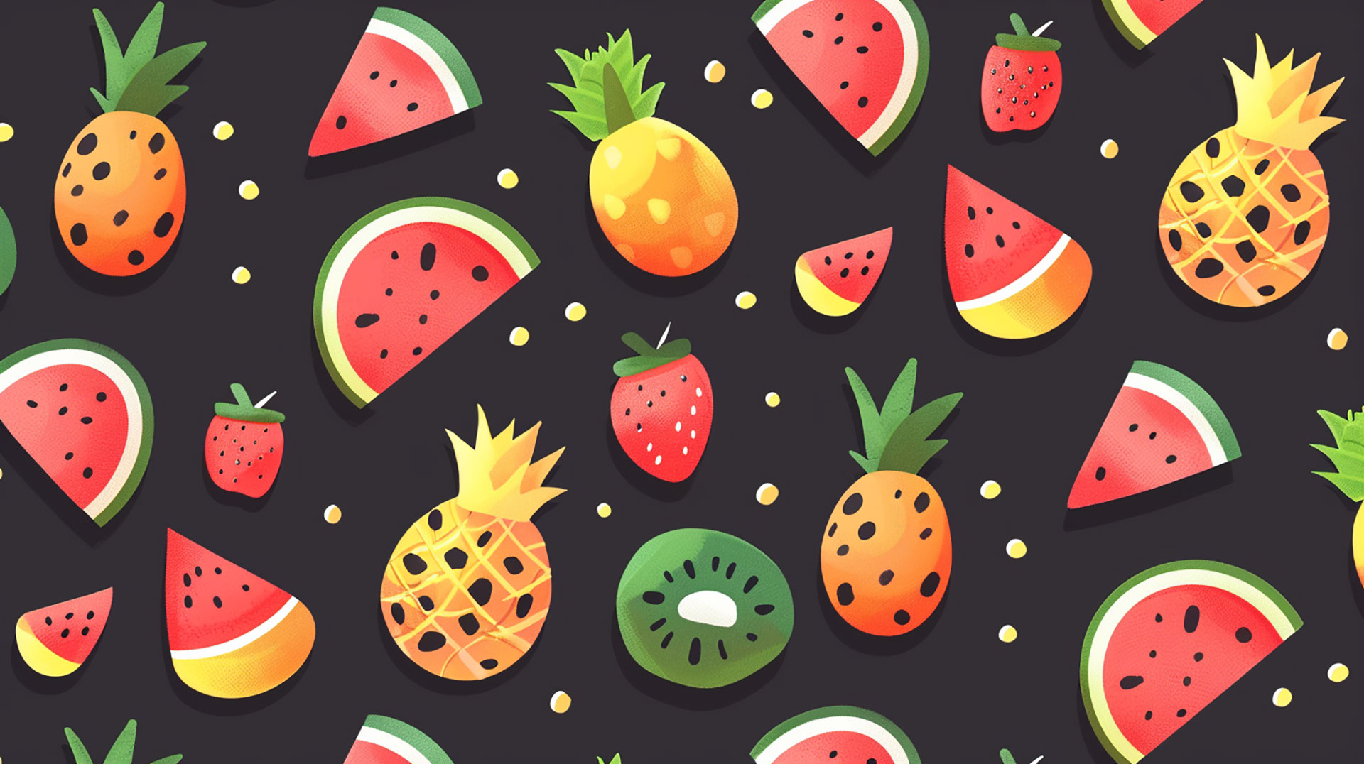 Colorful Tropical Blend: Watermelon & Pineapple Wallpaper