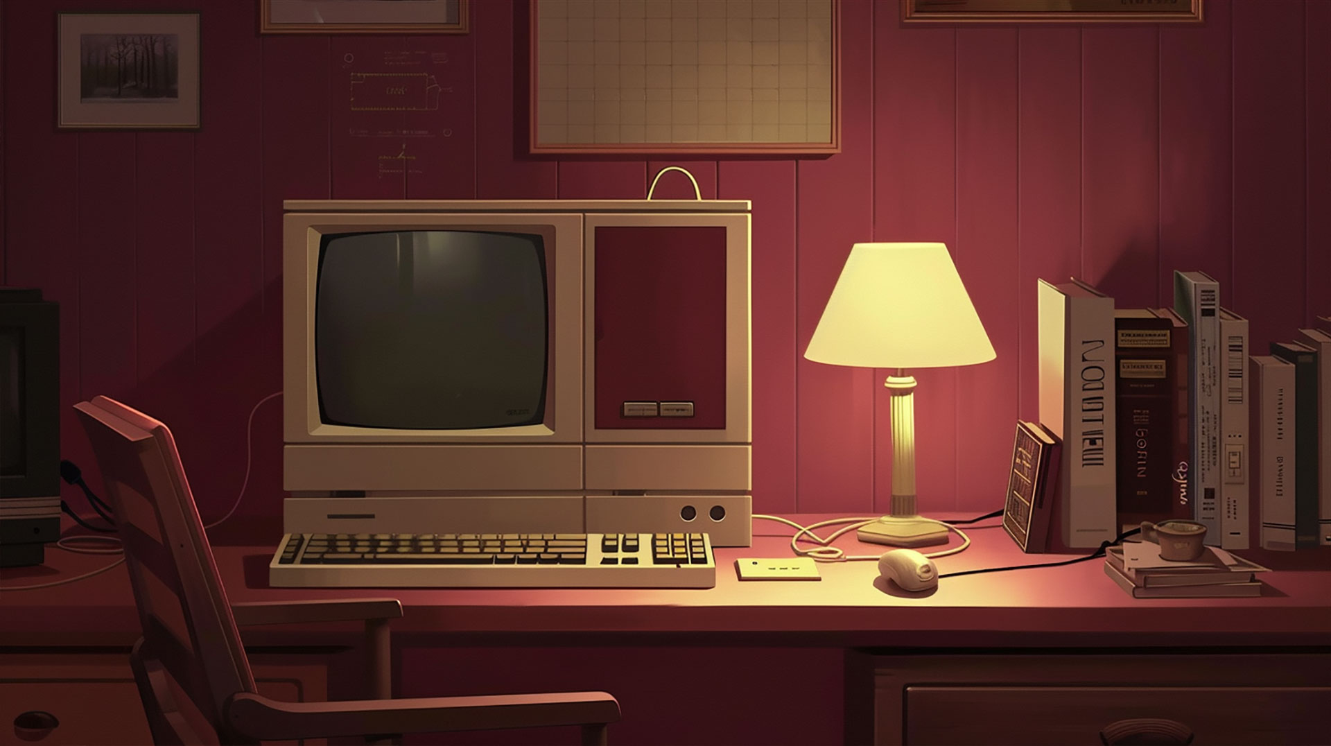 1920x1080 Dark Red Vintage Aesthetic Wallpaper