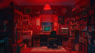 4K Dark Red Vintage Aesthetic Computer Background