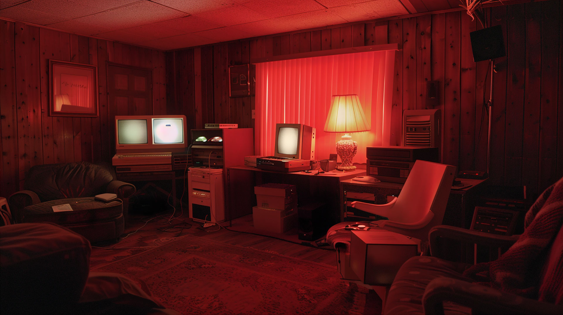 High-Resolution Dark Red Vintage Aesthetic Desktop