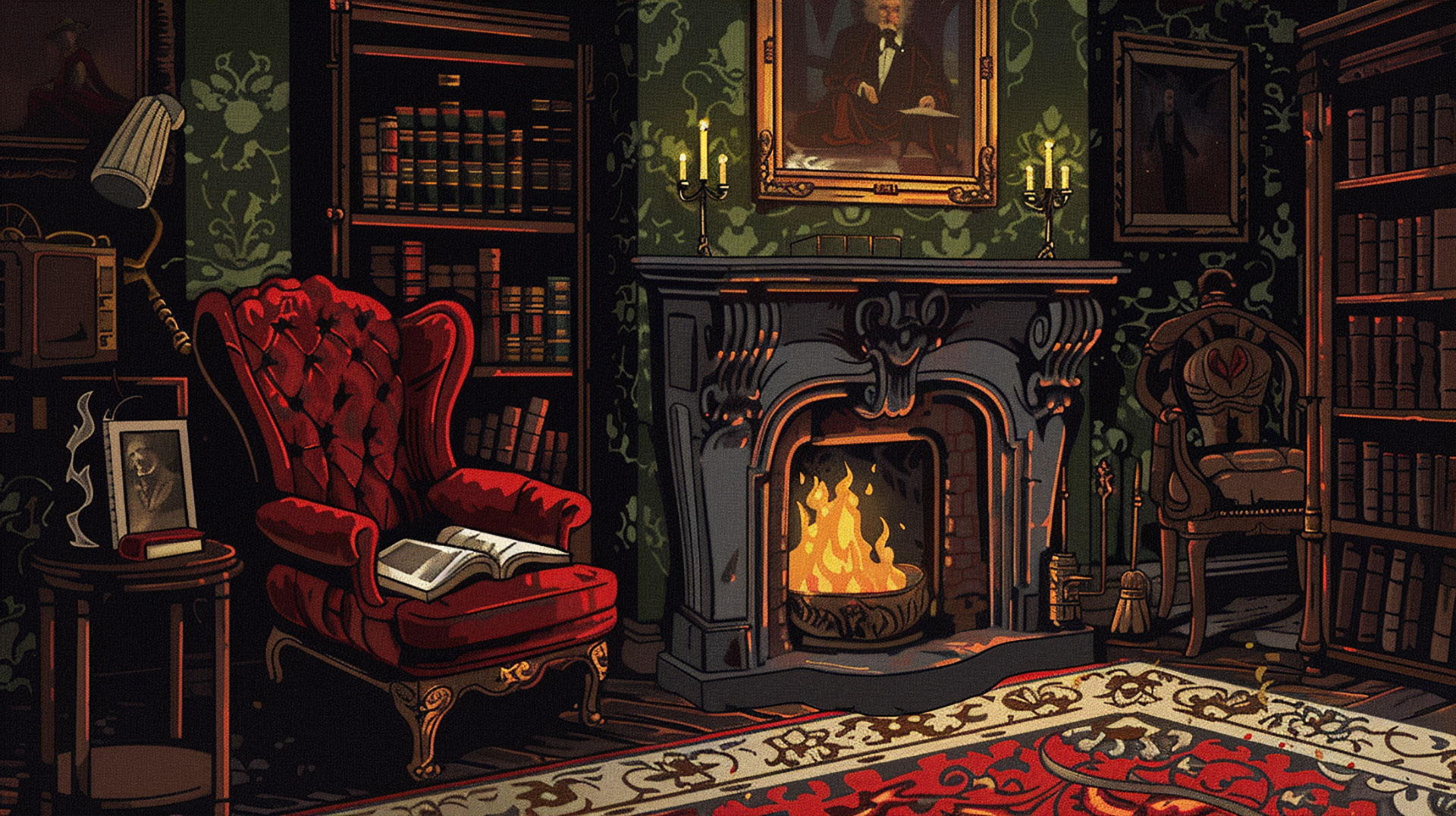 AI-Generated Dark Vintage Aesthetic Desktop Wallpaper