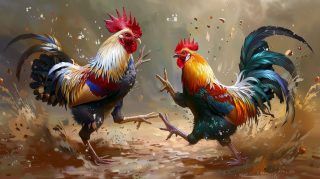 Ultra HD fighting rooster wallpaper for desktop